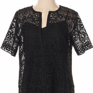 Club Monaco Black Ethnic / Aztec Laced Shell over a silky lining sz 4